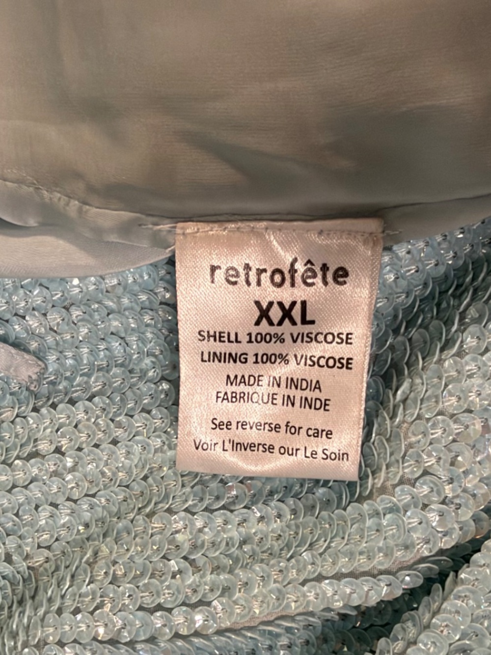 Retrofete Gabrielle sequin robe dress in Baby Blue Sixe XXL - Picture 7 of 7